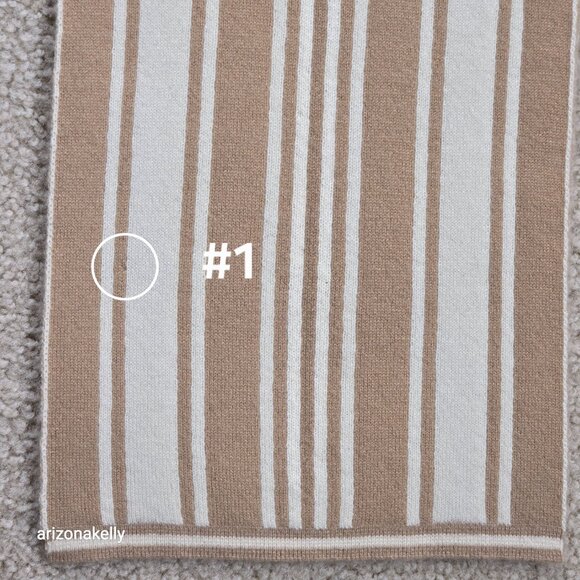 Knit Cashmere Neutral Stripe REPAIRED HOLE - Picture 6 of 10